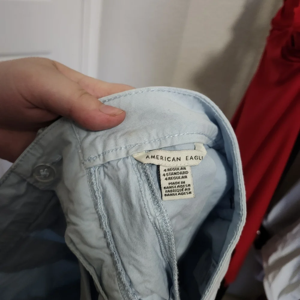 American Eagle Light Blue Pleated Mini Skirt 4 Reg